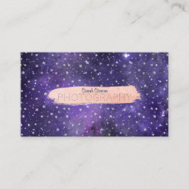 Lila Galaxie und Sterne mit Brushstroke Visitenkarte