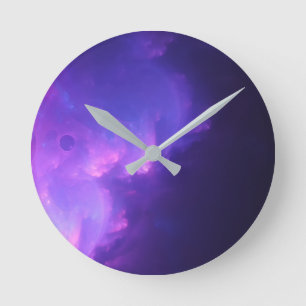 lila Galaxis Runde Wanduhr