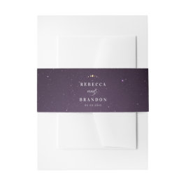 Lila Galaxy Celestial Gold Moon Cycle Wedding Einladungsbanderole