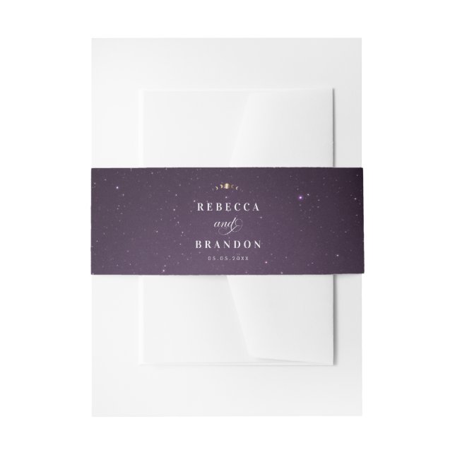 Lila Galaxy Celestial Gold Moon Cycle Wedding Einladungsbanderole (Vorderseite Beispiel)
