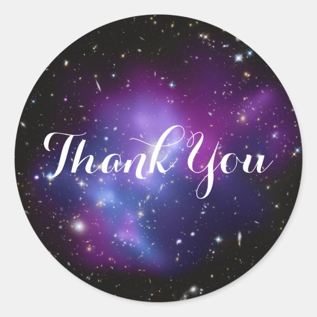 Lila Galaxy Cluster Vielen Dank Runder Aufkleber (Vorderseite)