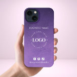 Lila Galaxy Ombre Business-Logos und Social Media iPhone Hülle<br><div class="desc">Werben Sie Ihre Marke mit diesem lila galaxy ombre iPhone Gehäuse, das für Ihr individuelles Firmenlogo, bearbeitbaren Text und Social Media Icons entworfen wurde. Dieses kosmische Design eignet sich ideal für Werbung, Netzwerke oder Gaben und verbindet ein modernes Ambiente mit einem kühlen visuelle. Fügen Sie hier einfach Ihr Logo hinzu...</div>