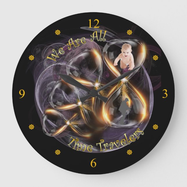 Lila Galaxy ~ We are All Time Traveller ~ Große Wanduhr (Vorderseite)