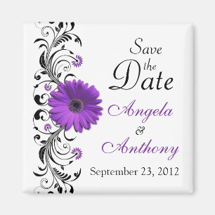 Lila Gänseblümchen Blumen Hochzeit Save-the-Date-M Magnet