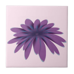 Lila Gänseblümchen-Blumenillustration Florale Bo Fliese