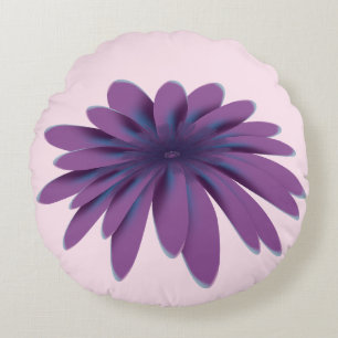 Lila Gänseblümchen-Blumenillustration Florale Bo Rundes Kissen