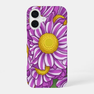 Lila Gänseblümchen-Blumenillustration Handyhülle iPhone 16 Hülle