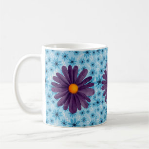 Lila Gänseblümchen Blumenmuster Weiße Klassische T Kaffeetasse