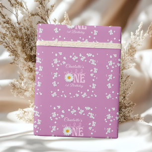 Lila Gänseblümchen Wilde Eins 1. Geburtstag  Geschenkpapier