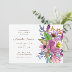 Lila Garden Blumen Minimalistisches Brautparty Einladung