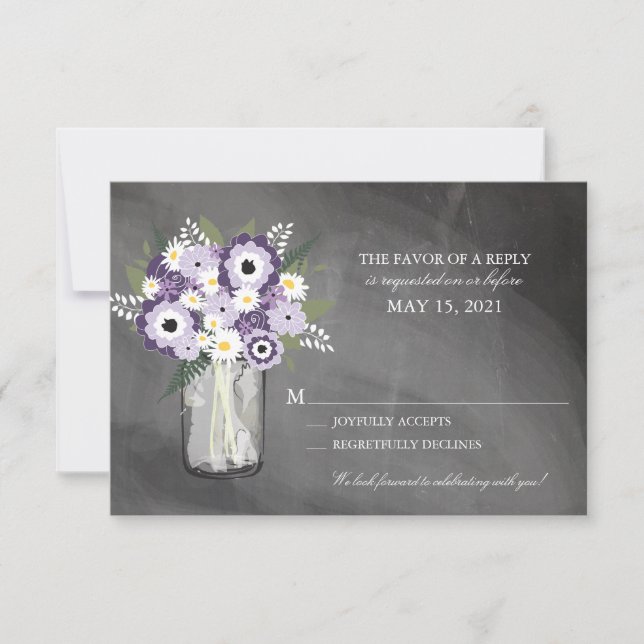 Lila Garden Chalkboard Mason Jar Floral | UAWG | RSVP Karte (Vorderseite)