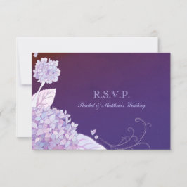 Lila Garden Hydrangeas Wedding RSVP Karte