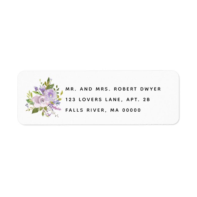 Lila Garden Rose Bouquet Einfache Adresse (Vorne)