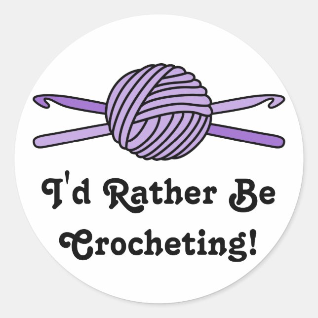 Lila Garne- und Crochet-Haken Runder Aufkleber (Vorderseite)