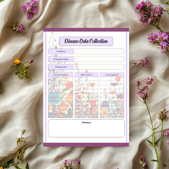 Lila Garten blühen - Sammlung von Krankheitsdaten Notizblock (Von Creator hochgeladen)