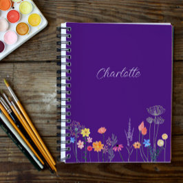 Lila Garten Blume Aquarell Spirituosen Notebook Notizbuch