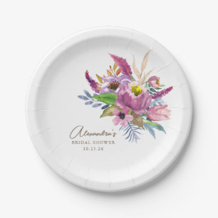 Lila-Garten-Blumen-Minimalist-Anpassung Duschbad Pappteller