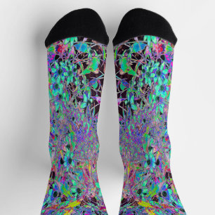 Lila Garten mit Psychedelic Aquamarine-Blume Socken
