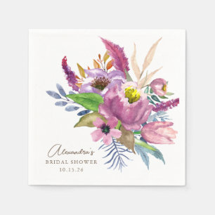 Lila Gartenflorale Minimalistische Dusche Serviette