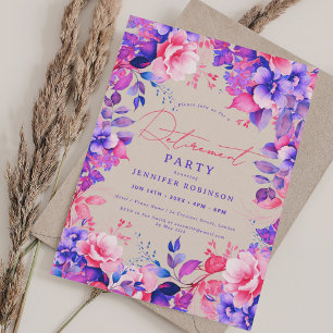 Lila Gartenflorentabend Party Champagner Einladung