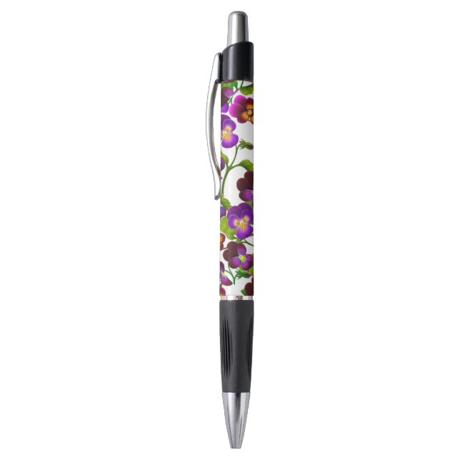 Lila Gartenpansy-Blumen-Stift Kugelschreiber (Oberseite (Vertikal))