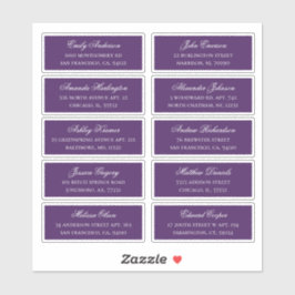 Lila Gastadresse. Versandaufkleber für Hochzeiten Aufkleber