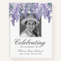 Lila Gästebuch der Wisteria Memorial