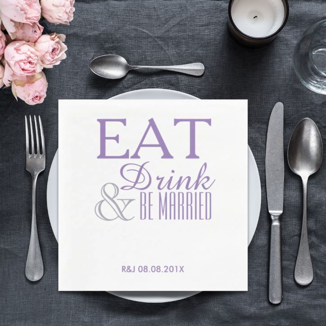 lila Gastgeschenk Hochzeit in Pastellfarben Serviette (modern elegant pastel lilac purple wedding favor paper napkins)