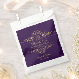 Lila Gastgeschenk Hochzeit mit goldenem Rahmen Geschenktütchen
