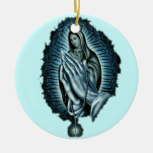 Lila Gebet gesegnete Jungfrau-Mary-Verzierung Keramik Ornament