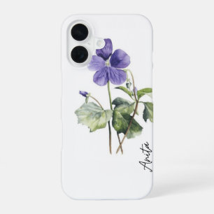 Lila Geburtsblumen-Handyhülle mit individuellem Na iPhone 16 Hülle