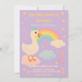 Lila Geburtstag einer Albernen Gans für Mädchen Einladung