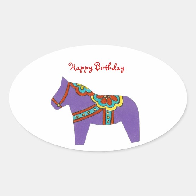 Lila Geburtstag Ovaler Aufkleber (Vorderseite)