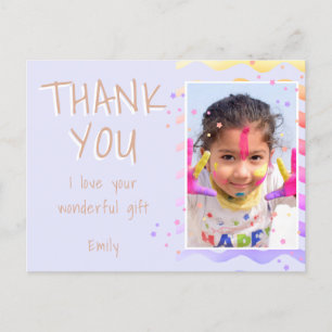 Lila Geburtstags-Dankeschön-Kinder-Foto Mädchen Postkarte