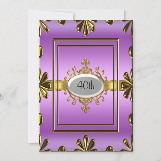 Lila Geburtstagsparty Einladung violettGold (Vorderseite)