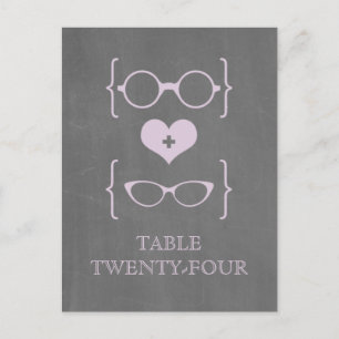 Lila Geeky Glasses Chalkboard Table Postkarte