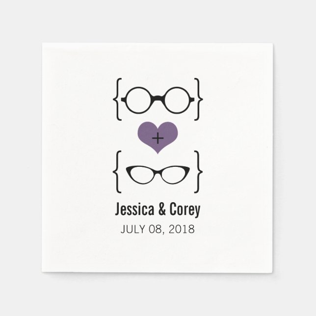 Lila Geeky Glasses Paper Napkins Serviette (Vorderseite)