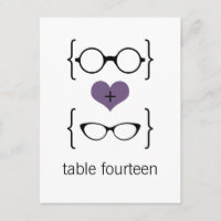 Lila Geeky Glasses Tischnummer Postkarte