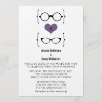 Lila Geeky Glasses Wedding Einladung
