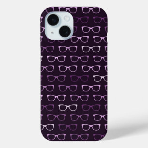 Lila Geeky Hipster Glasses Pattern Case-Mate iPhone Hülle