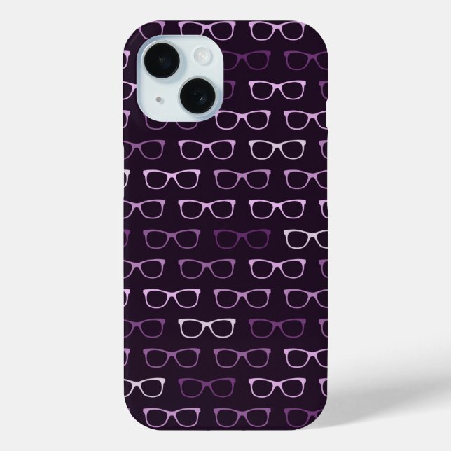 Lila Geeky Hipster Glasses Pattern Case-Mate iPhone Hülle (Rückseite)