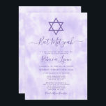 Lila Gefärbte Krawatte Bat Mitzvah Einladung<br><div class="desc">Diese moderne lila gefärbte Krawatte Bat Mitzvah lädt mit einem trendigen Kalligraphieskript-Schriftart und Star of David ein.</div>