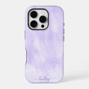 Lila Gefärbte Krawatte Kalligrafie Personalisierte iPhone 16 Pro Hülle