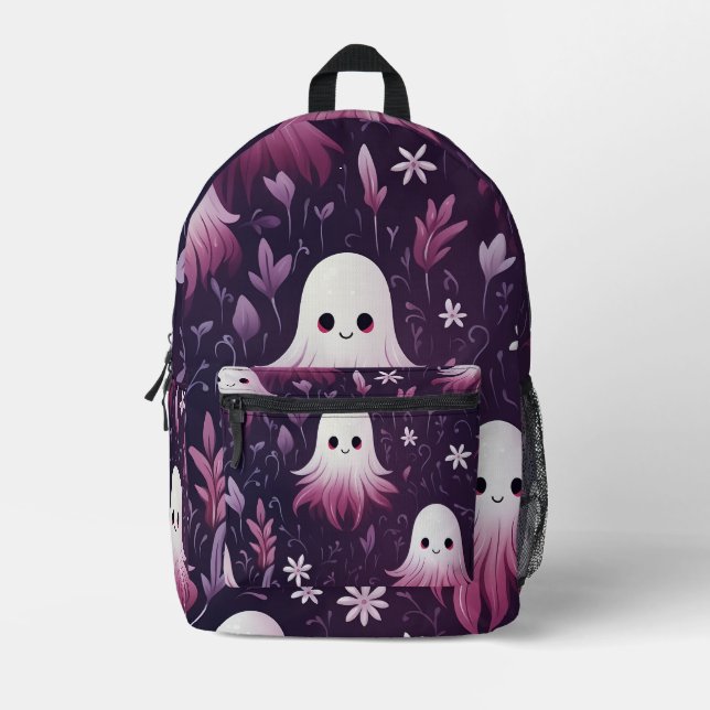 Lila Geister Bedruckter Rucksack (Vorderseite)