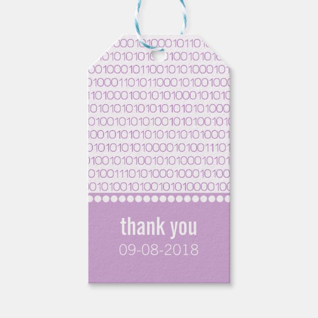 Lila Gek Chic Binary Code Geschenktasten Geschenkanhänger (Vorderseite)