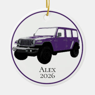 Lila Geländefahrzeug mit 7-Schlitze-Kühlergrill Keramik Ornament