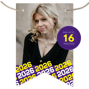Lila & gelb 16-Foto-Abschluss-Hängebanner Wimpelkette