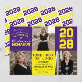 Lila & Gelb 3 Foto Abschluss Einladung