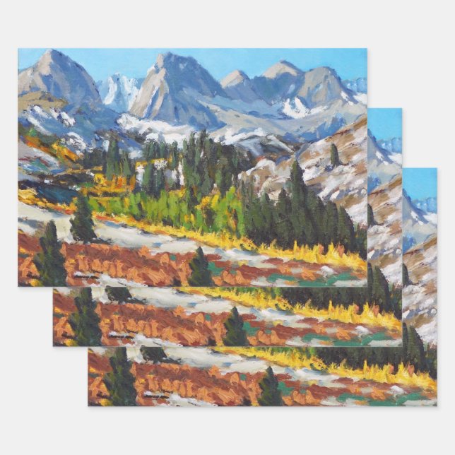 Lila-gelb-blau-blau-grün Geschenkpapier Set (Set)