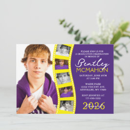 Lila & gelb Foto Filmstrip Abschluss Collage Einladung